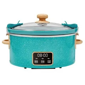6QT Portable Speckled Slow Cooker with Removable Stoneware Pot, Family Size Electric Crock Pot for Soups, Stews & Meal Prep