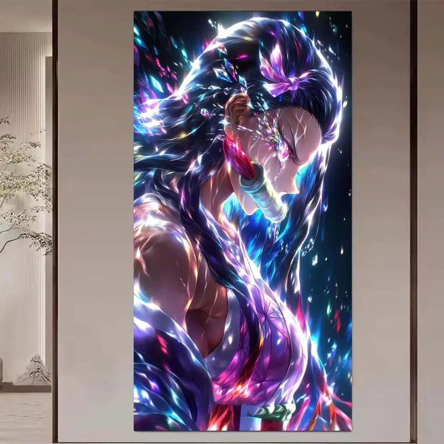 1 set of DIY diamond painting kit, 5D diamond art set, DIY decoration anime characters, Anime Design, colorful shine, long hair. Mosaic, diamond art, DIY art home decor.