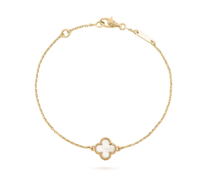 Pre-owned Van Cleef & Arpels Sweet Alhambra Bracelet 18K Yellow Gold, Mother of Pearl, Full Set