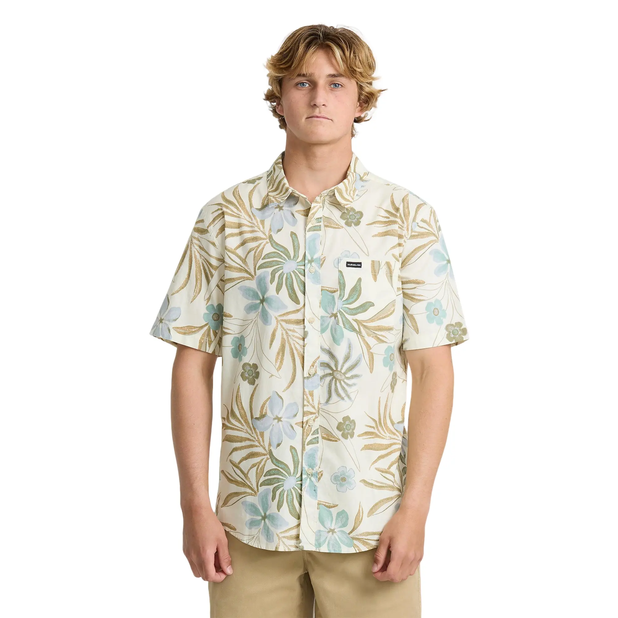 Quiksilver | Pearlridge Classic Short Sleeve Woven Shirt | Men's 100% Cotton Chest Pocket Breathable | Everyday Wear & Casual Streetwear Tropical Shortsleeve
