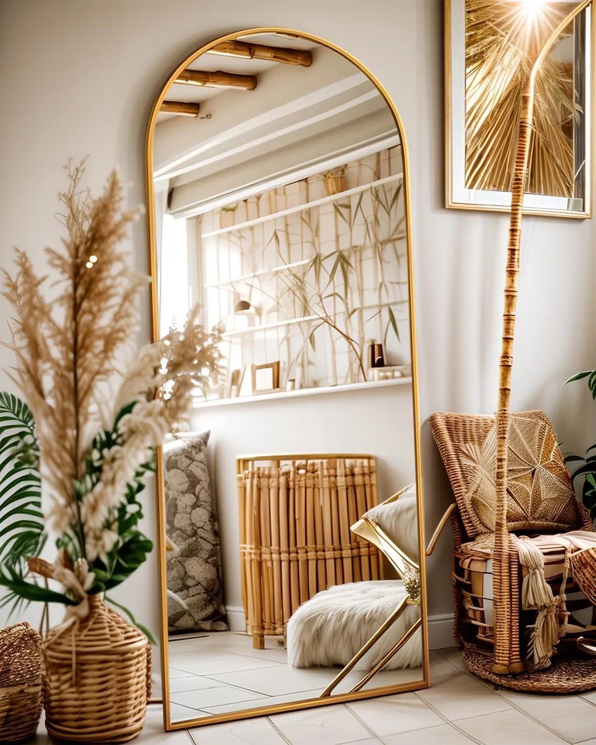Full Length Mirror, 58"x19" Floor Mirror, Arch Floor Standing Mirror Freestanding Arch Full Body with Stand for Bedroom