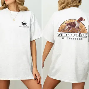 Pointer Hunting Dog Shirt, Duck Hunting T-shirt, Simply Printed Graphic Shirt, Daily Casual Cotton Womenswear