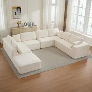 No Assembly Cloud Couch – U Shaped Corduroy Sectional Sofa with Memory Foam, Modular Floor Sofa for Living Room Apartment, Oversized & Comfy, Perfect for Movie Night or Gaming Setup soft furnishing