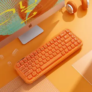MOFii Stylish Gaming Keyboard | Unique Orange Clear Keycaps, 15 Cool RGB Lights, Tri-Mode Rechargeable, US QWERTY, RGB Lighting Keyboard