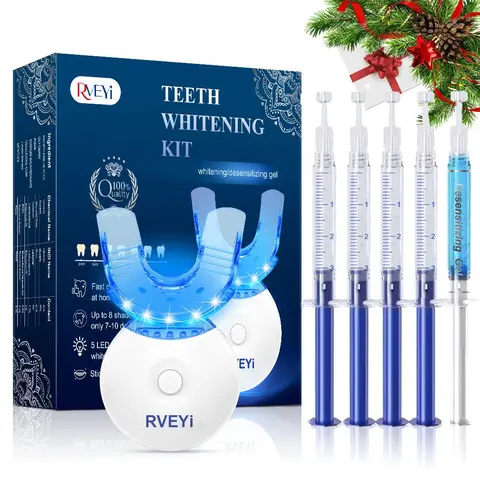 Smart Teeth Care Kit, 1 Box LED Teeth Light with 5 Teeth Whitening Gel Syringes & 1 Mouth Tray, Gentle Teeth Cleaning Tool for Daily Oral Care