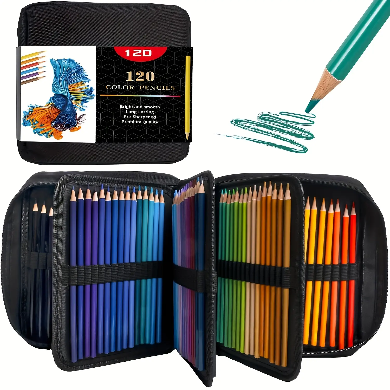 120-Count Oil-Based Coloring Pencils Set for Office Stationery, Sharpness-Retaining Cores Resistant to Breakage, Zipper Case Included for Adult Artists, Professional Artistic Use