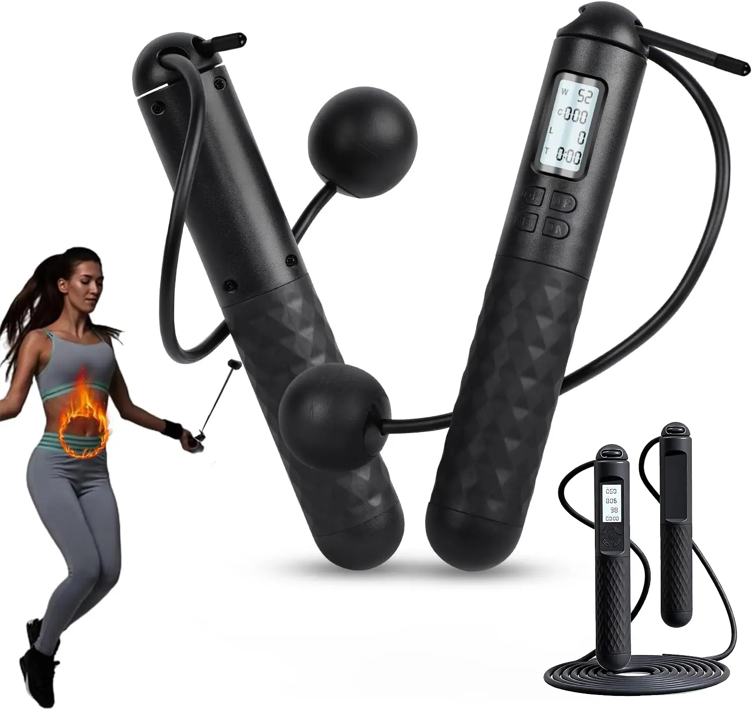 Smart Gravity Ball Weighted Jump Rope - Cordless Skipping Rope with Digital Counter, Adjustable Weight, for Home/Gym Training Equipment, Weighted Jump Ropes