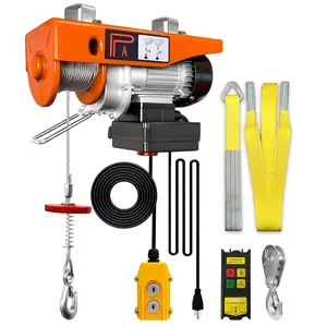 2 in 1 Electric Hoist,440 lbs 510W Electric Winch with 328 ft  & 13 ft Wired Remote Control, Overload Protection 39.4 ft Lifting Height,Single/Double Slings for Factories, Warehouses, Garages