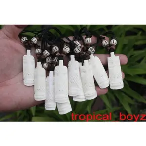 Bone Tiki Warrior God Coconut Shell Necklace