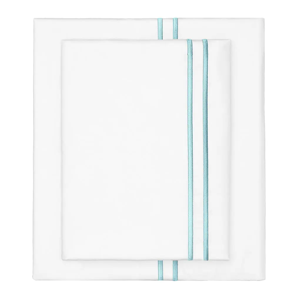 Turquoise Lines Embroidered Sheet Set (Fitted, Flat, & Pillow Cases)