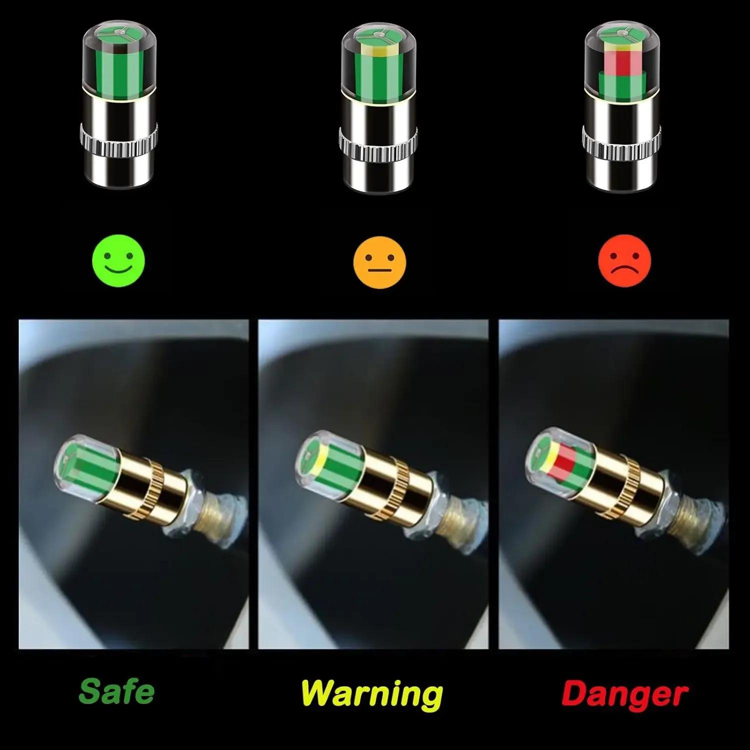 [8 Counts] Automobile Wireless Tire Pressure Cap Valve Tire Pressure Gauge Monitor External Tire Cap Vacuum Pressure Detection Warning Cap