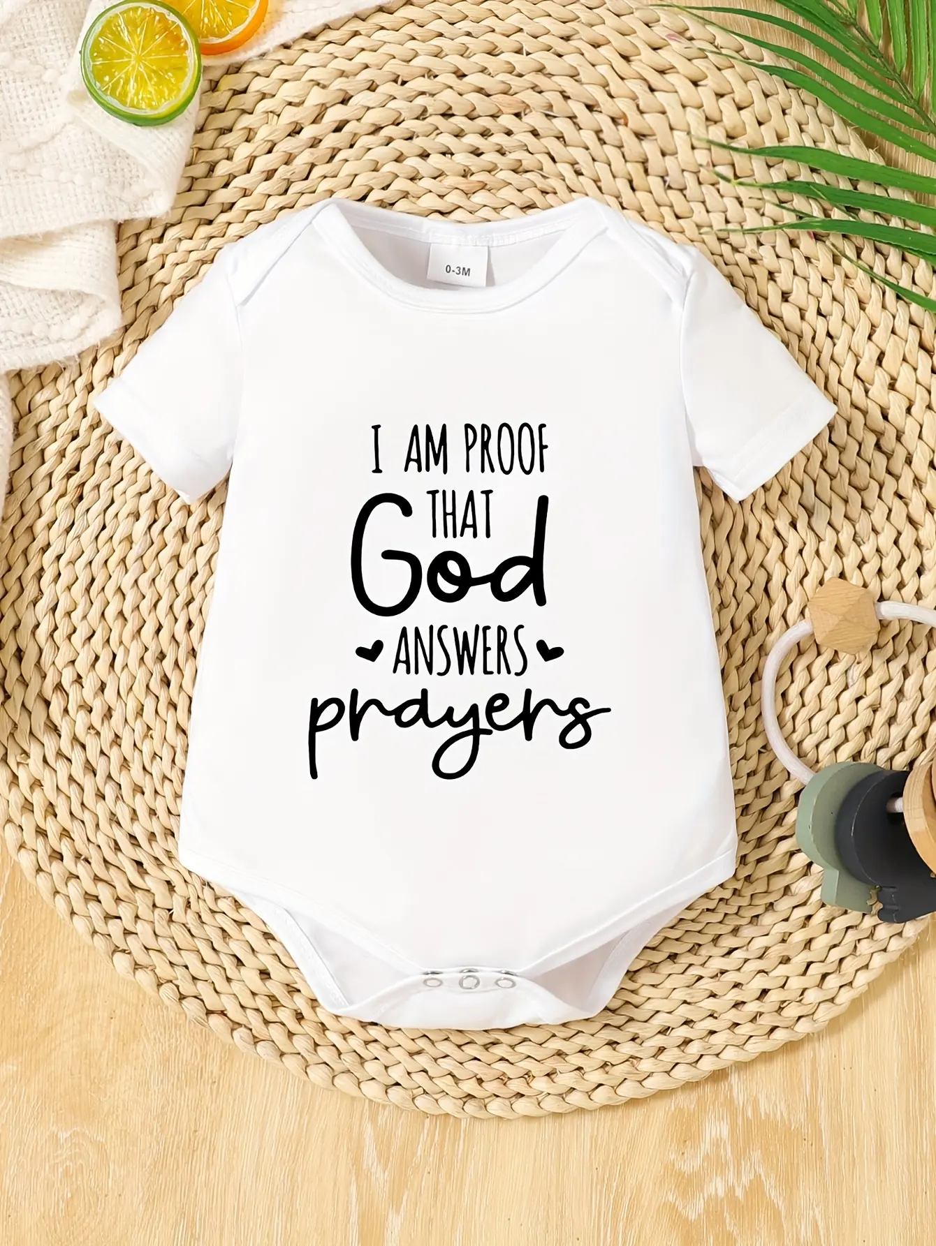Unisex Baby White Short Sleeve Bodysuit, I Am Proof That God Answers Prayers Faith Heart Christian Infant Cotton Onesie