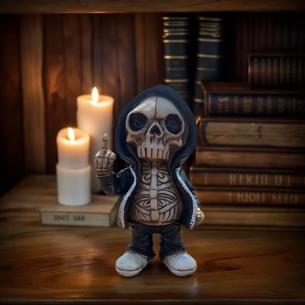 Small Size Gothic Skull Figurine, New-Style Resin Craft, Halloween Aesthetic Car Interior Decoration, Home Display Gift