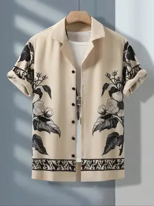 Men's Hawaiian Short Sleeve Shirt, Casual Button Design, Tropical Beachwear, Perfect Summer Gift, Comfortable Fashion
