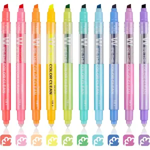 Erasable Highlighters, Dual Tip 10 Pack Assorted Colors, Smooth Writing No Bleeding Highlighter Pens for Bible Journal Planner Book Journaling