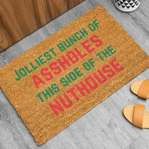 【Not made of coconut fiber】Jolliest Bunch doormat, Funny Christmas Door mat, Welcome Mat, Funny Door mat, Holiday Doormat Non-slip, stain-resistant – a great gift for beginners.
