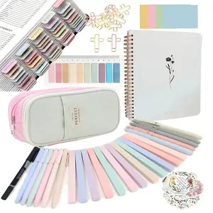 Bible Study Supplies Journaling Kit for Women All-in-One Set with 66 Tabs 12 Highlighters 5 Pens 5-Color Sticky Notes & Aesthetic Notebook Perfect for Travel Office Carry