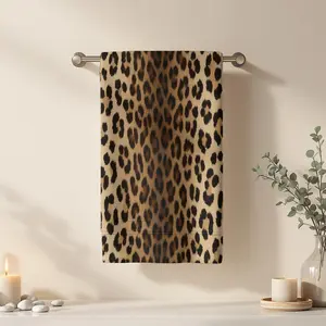 1Pc Wild Leopard print Fabric Bathroom Hand Towel Bath Towel, Multiple Size Microfiber Towel, Ultra-Soft Quick Dry and Absorbent Polyester Large Bath Towel, Unique Home Decorative Kitchen Towels, Festival Bathroom D, Quick Drying Towel