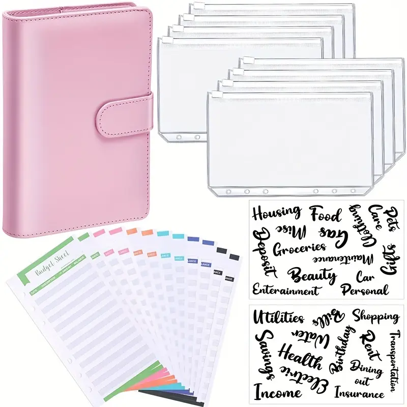 A6 loose-leaf book handbook Macaron loose-leaf notebook Leather PU6 hole cash budget handbook with loose-leaf book Budget Planners