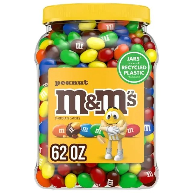 M&M'S Peanut Milk Chocolate Candy, 62 oz Bulk Party Size Pack – Crunchy Roasted Peanuts Covered in Smooth Milk Chocolate & Colorful Candy Shell