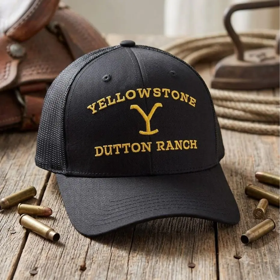 Yellowstone Dutton Ranch Adjustable Hat - Unisex, Stylish, Comfortable, Black, 1 Size Fits All, for Outdoor Activities & Casual Wear