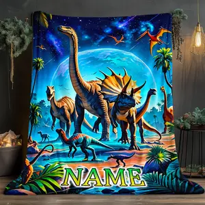 [1pc Custom Dinosaur Blanket] Lightweight Custom  Dinosaur Pattern HD Print Blanket Couch and Bed  Digital Printing Blanket, Gifts for Family or Friend