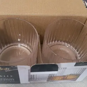 JoyJolt Elle Drinking Glass Set of 2 (10oz) Ribbed Whiskey Glasses