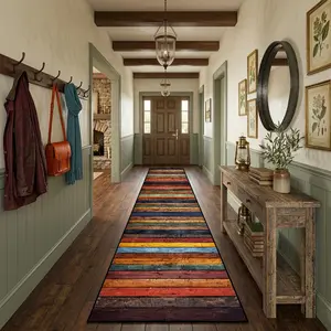 【Deals For You Days】2'x10' Washable Runner Rug - Colorful Rustic Wood Non-Slip Low Pile Carpet for Hallway, Kitchen & Laundry Room