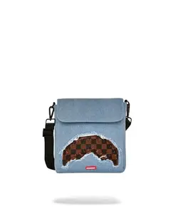 SPRAYGROUND: DENIM SHARK MESSENGER SLING BAG