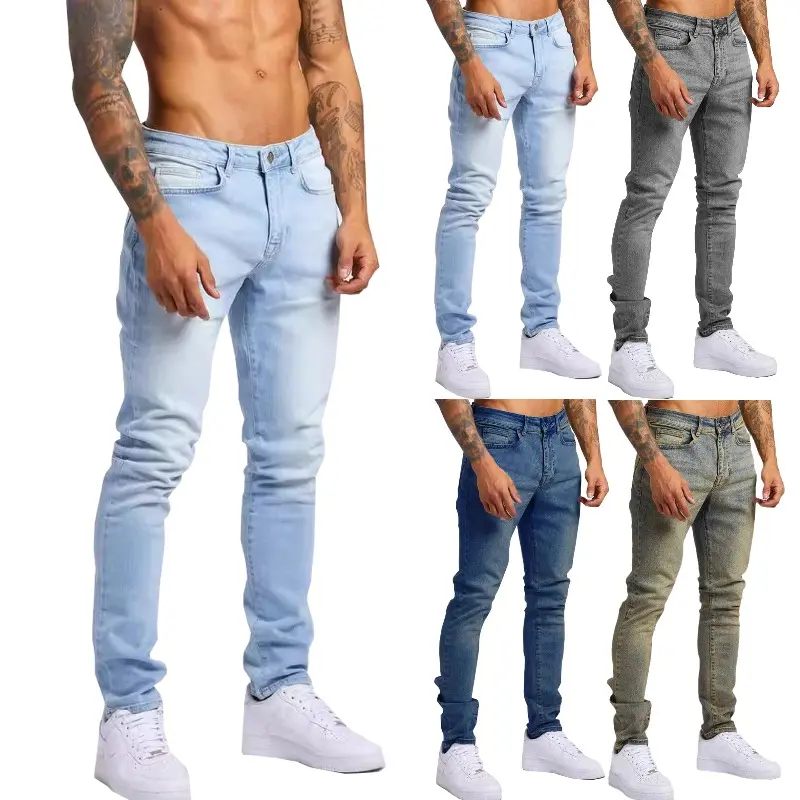 Men's 2‑Pack Skinny Jeans High Elastic Slim Fit Denim Pants Multi‑Color Set Casual Daily Wear