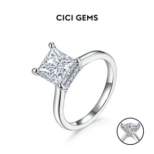 CICI GEMS 2CT Princess Cut Moissanite Halo Ring for Women D VVS1 Stackable 18K Gold Plated Lab-Created Hypoallergenic Wedding Engagement Anniversary Gift Fine Jewelry