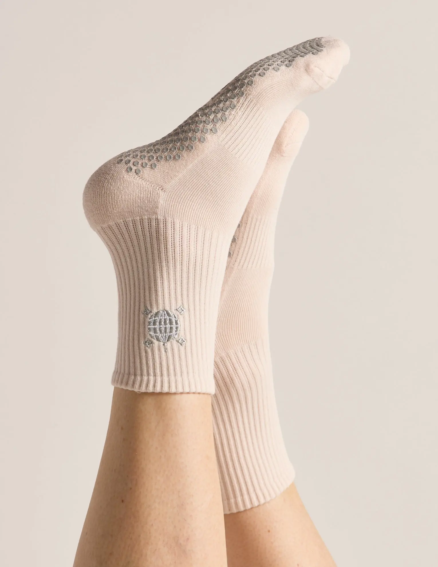 The Embroidered Crew Grip Sock
