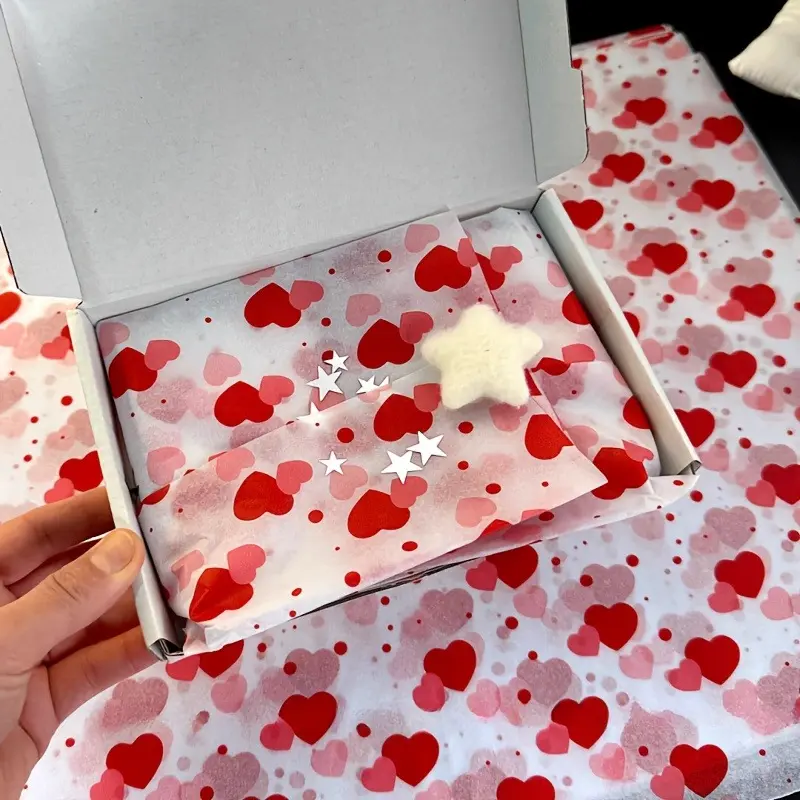 20 Sheets Romantic Heart Pattern Tissue Paper - Ideal for Wedding, Valentine's Day, Birthday & Graduation Gift Wrapping, Gift Packaging, Bag Stuffing, Holiday Party Supplies & Wedding Presents