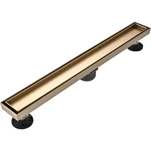 Linear Shower Floor Drain, Brushed  24 Inch 304 Stainless Steel Bathroom Drains Kit, Rectangular Shower Trench Drain with Reversable Tile-in  Drain Cover & Hair Catcher