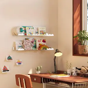 Acrylic Bookshelf, 2 Counts Floating Bookshelf, Wall Shelf Unit, Magazine Rack, Picture Rack, Home Organizer, Wall Mounted Organizer for Living Room Bedroom Study Room, Decor