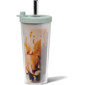 Boba Cup and Straw Boba  Cup Bubble  Cup  Iced Coffee Cup Cold Coffee Cup Smoothie Cup with Lid and Straw Smoothie Cup to go Smoothie Tumbler 17 oz - Sage Green