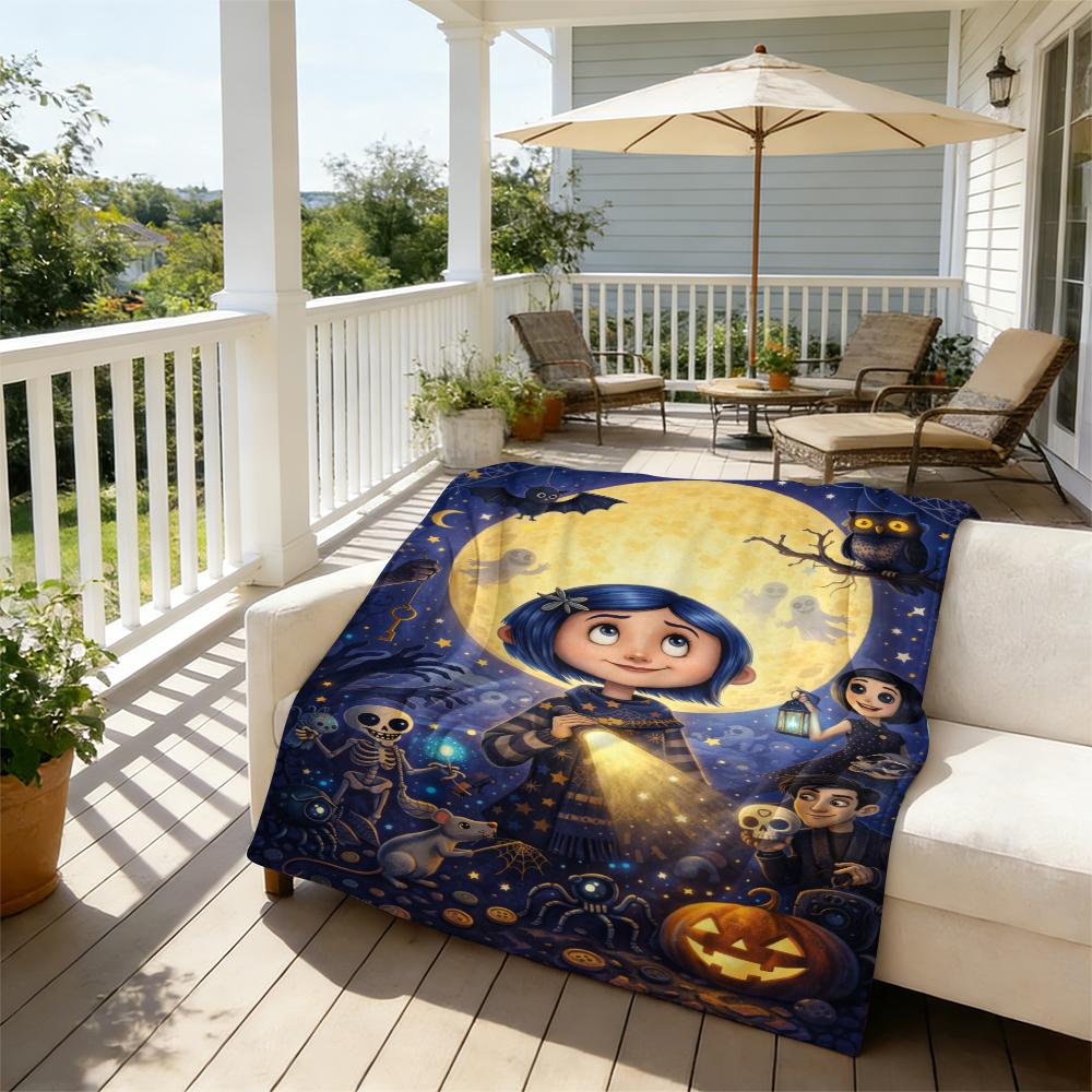 Coraline Cartoon Printied Blanket,Bed Throws Flannel Travel Blanket,throw blanket，Warm Beautiful Flannel Soft and Comfortable Blanket Home Travel Blanket,Adults Kids Holiday Birthday Xmas Christmas Party Gifts