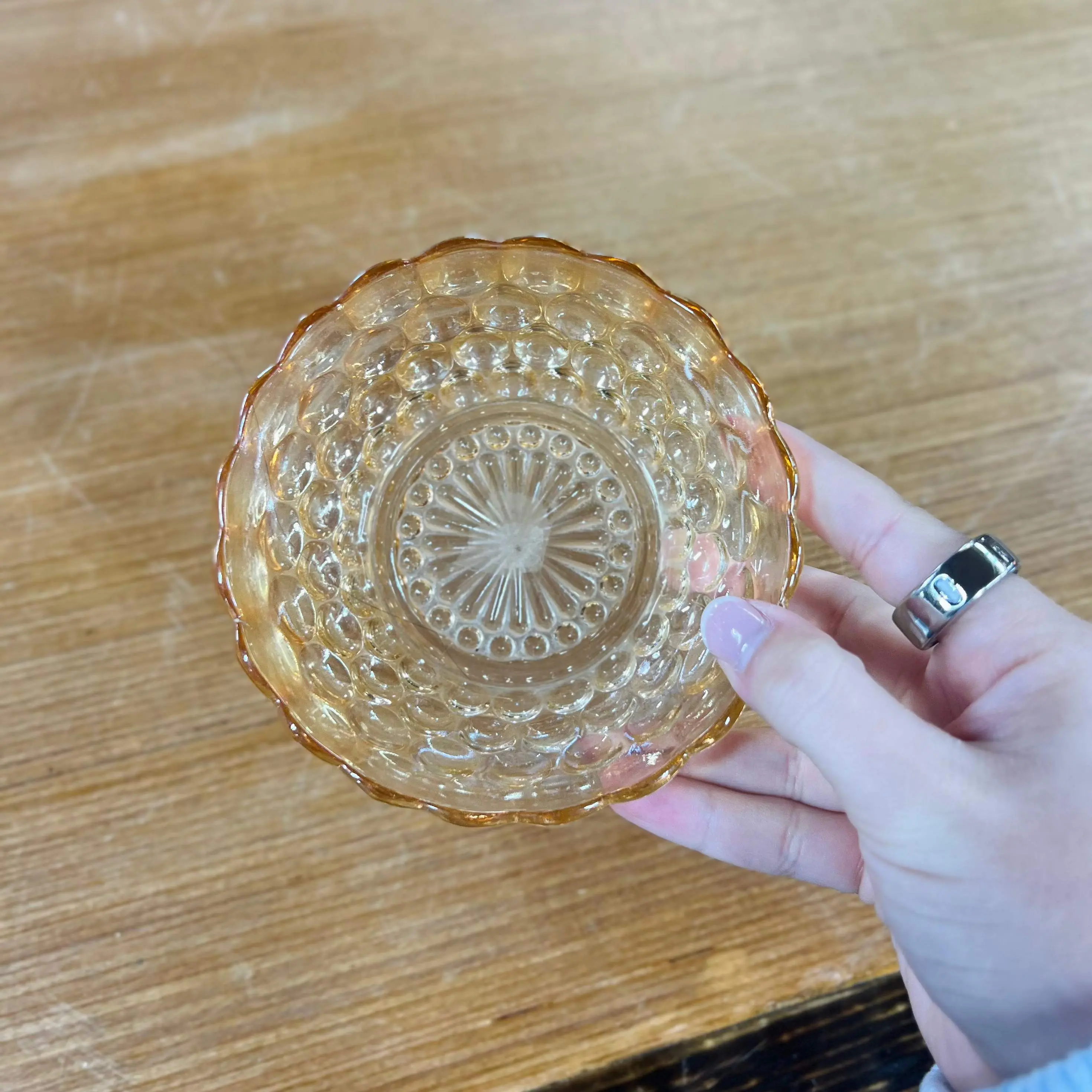 Vintage Anchor Hocking Bubble with Starburst Glass Bowl Dish