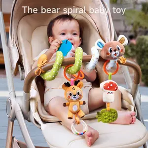 TUMAMA KIDS Spiral Car Seat Stroller Activity Toy, Soft Hanging Sensory Play Toy with Rattle Teether for Infant 0-12 Months