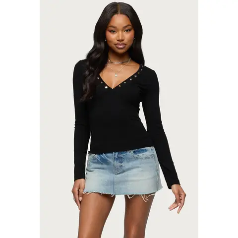 Rossie Stud & Button Top