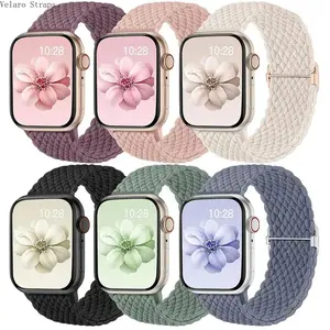 6-Pack Braided Stretchy Nylon Apple Watch Bands, Elastic Adjustable Sport Straps Compatible with 38–49mm Series & Ultra