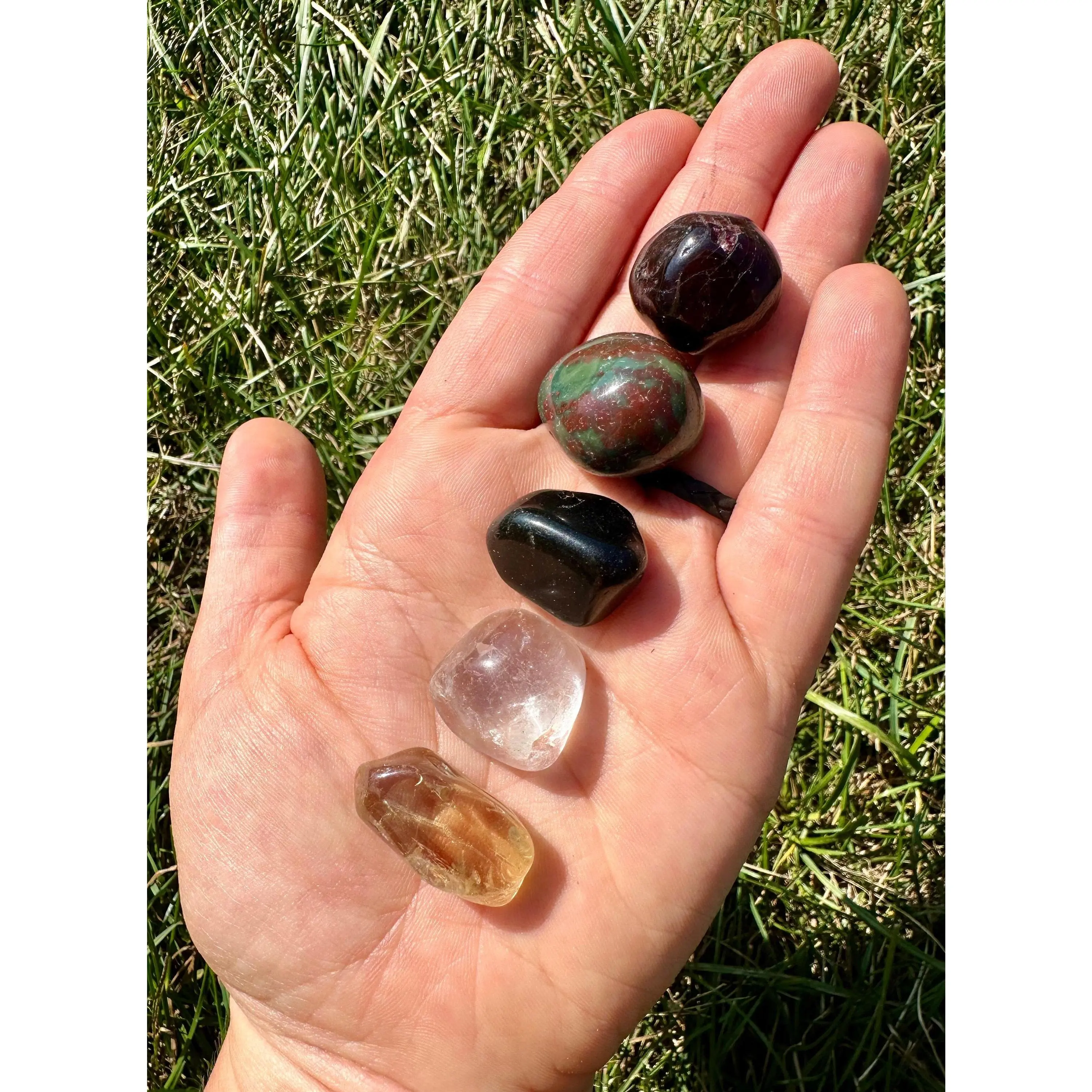 New Moon Beginnings Yule Tumbled Stone Set - Includes Various Tumbled Stones in Natural Colors