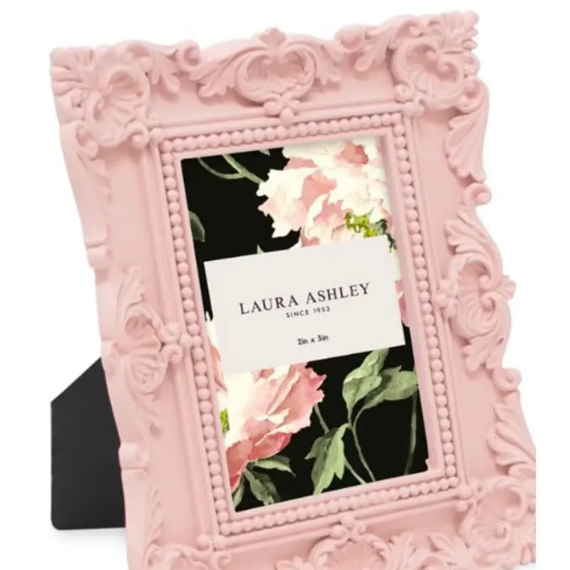 Laura Ashley 2x3 Photo Frame - Pink Ornate Design for 2in x 3in Photos, Elegant Home Decor Item, Photo Frames