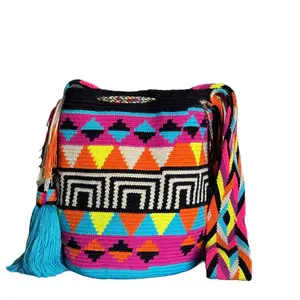 Wayuu Crochet Bag - Luxury Handmade Shoulder Purse in Vibrant Thread