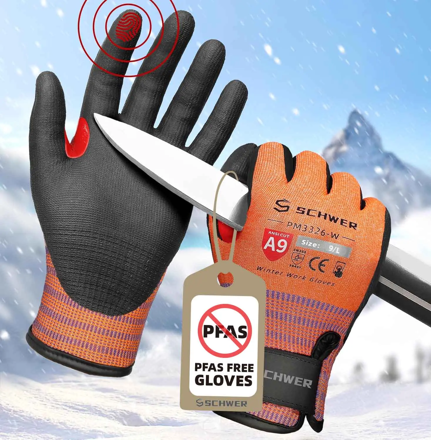 Schwer FreezeGuard-X Winter Work Gloves for Men and Women, ANSI A9 Cut Resistant Gloves for Extreme Protection, Freezer Gloves With Super Grip, Touchscreen, Thermal Insulated, PM3326-W,camping essentials