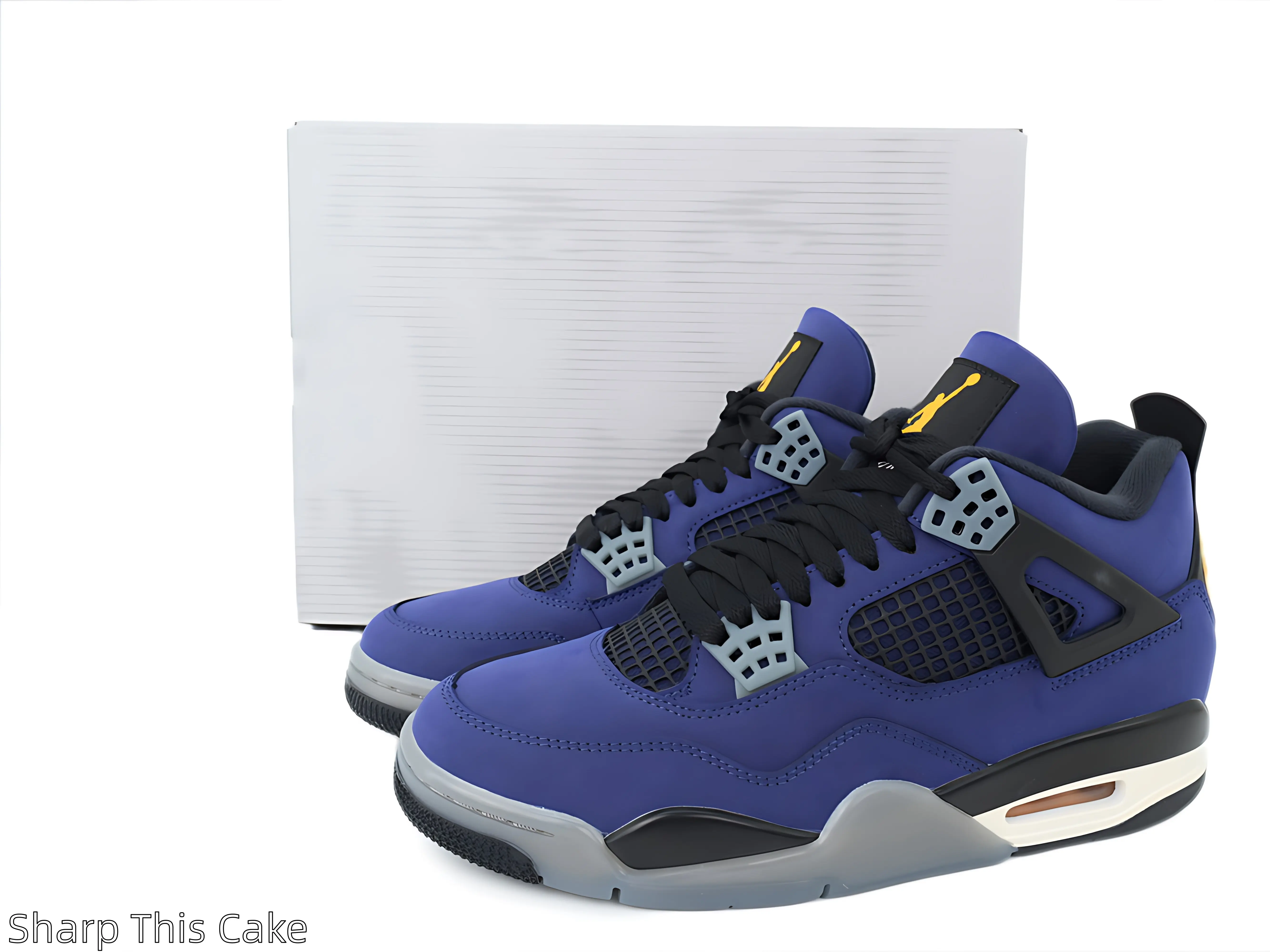 Navy Blue Black Yellow Multi Tone Unisex Vintage Athletic Trainers Crafted From Premium Nubuck Suede & Air Permeable Mesh, Cushioned Air Sole Comfort Footwear, Brand New Sealed Complete With Original Shoe Box For Indoor & Outdoor Daily Casual Wear