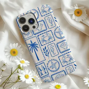 Blue & White Seashells Summer Phone Case, Amalfi Coast Summer Stamps Tough Phoen Case, Phone Accessories, Beachy Costal Italian, Dolce Vita Mediterranean, Phonecover, Gift