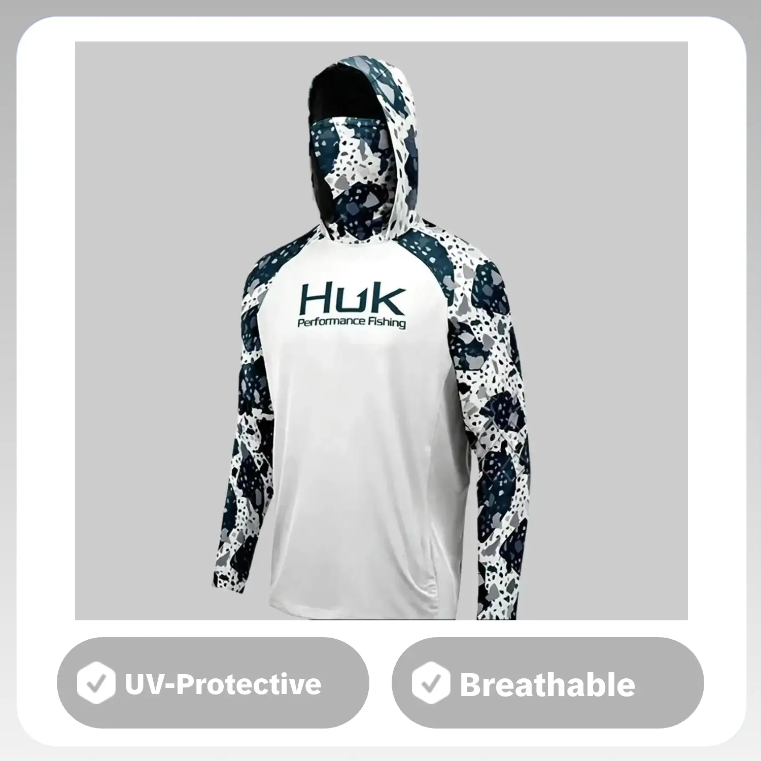 Men's Tactical Camouflage Fishing Hoodie, Breathable Long-Sleeve Performance Top with UPF 50+ UV Sun Protection, Uv Protection, Tactical Touch