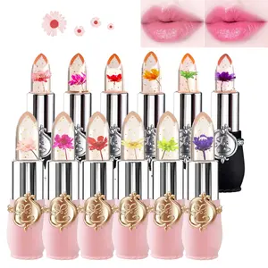 6/12 Pcs Crystal Flower Jelly Lipstick Set, Long Lasting Nutritious Lip Balm Hydrating Lip Gloss, Korean Labiales Magicos Lip Gloss Lip Tinted Stain Makeup, Perfect Gift for Valentine's Day, Christmas, Birthdays, Mother's Day