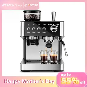Kismile Espresso Machines with Grinder,20 Bar Professional Espresso Maker with Removable Water Tank,Milk Frother Steam Wand for Latte&Cappuccino,Ideal for Home/Office Coffee Equipment